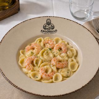 Orecchiette crema di patate e gamberi