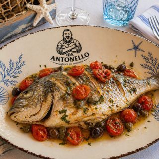 Orata di mare 400 gr al forno con vedure pachino e olive
