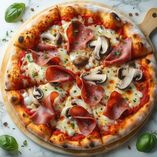 Pizza porcini e bresaola