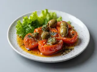 SAN MARZANO INFORNATI CON OLIVE TAGGIASCHE E CAPPERI