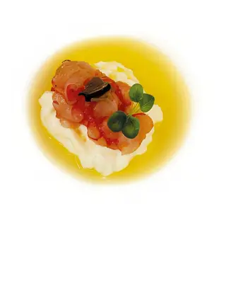 20 Burrata con gamberi