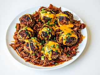Tris di polpette di pulled pork e cheddar