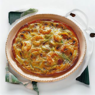 Frittata con gamberetti e cipolla