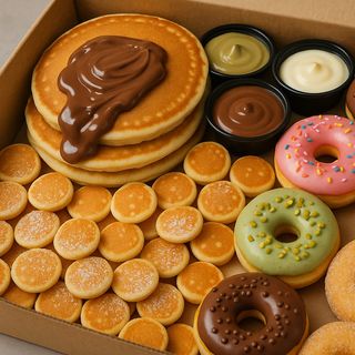 BOX MISTA 4 PANCAKES,3 CREME, 3 DONUTS, 20 MINI PANCAKES