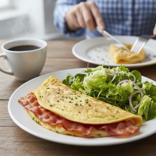 omelette bacon croccante + formaggio - tot. 480 kcal