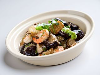 158. Gamberi saltati con funghi e bambù