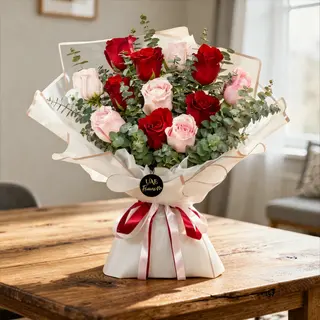 Bouquet di rose rosse e rosa
