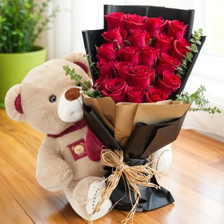 Rose Rosse Bouquet conTeddy Bear