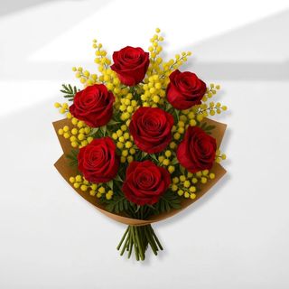 Red Naomi Rose Con mimosa