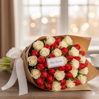 White Rose with a tulips