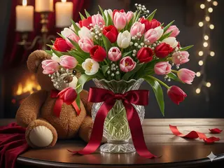 Mix Tulips with Teddy Bear