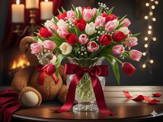 Mix Tulips with Teddy Bear