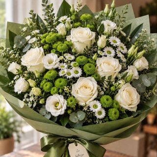 Bouquet fiori bianchi e verdi