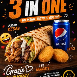 Piadina Kebab +2 pz chiken nuggets+pepsi