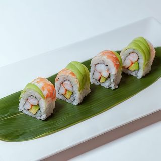 Rainbow poached prawn