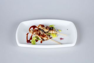 115. Spiedini di pollo alla piastra con salsa teriyaki