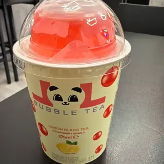 Bubble tea lemon bleck tea  strawberry pearls