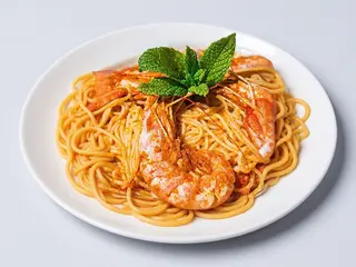 spaghetti con gamberoni