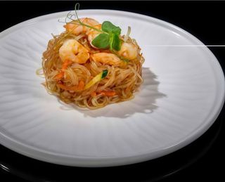 165. Spaghetti di soia con gamberi