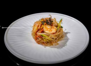 164. Spaghetti di riso con gamberi