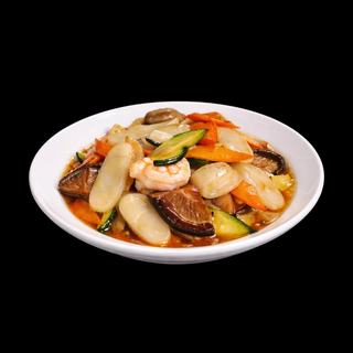 211 Gnocchi di riso in succo con gamberetti e verdure miste