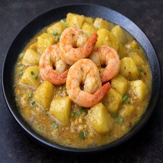 605a Gamberi con patate al curry