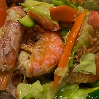 Gamberoni con verdure 4pz（菜大虾4只）