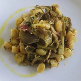 Gnocchi con Pancetta e Crema di Carciofi