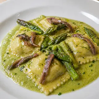 Ravioli Mojito con Alice e Crema di Asparagi