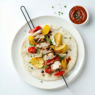 Pita suvlaki halloumi