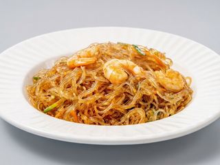 228. Spaghetti di soia con gamberi