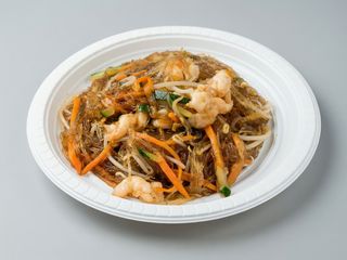 Spaghetti di soia con gamberi