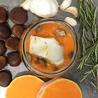 Cuore di Merluzzo al Vapore, Zucca e Castagne