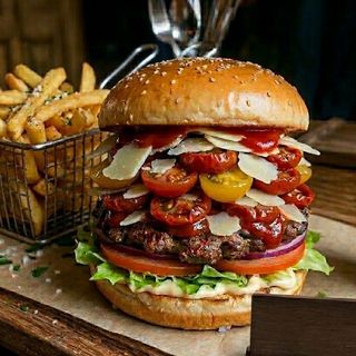 hamburger tricolore+patatine