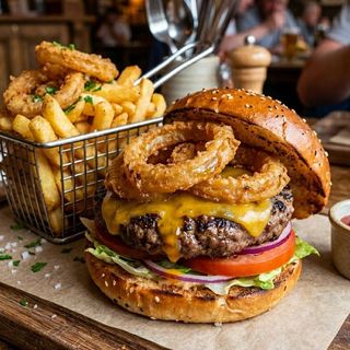 hamburger onion+patatine