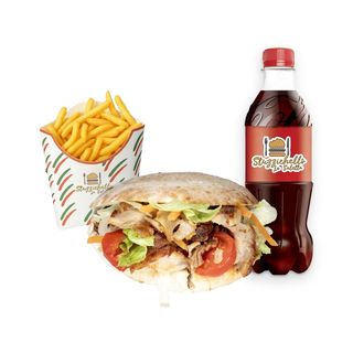 Pagnottella con Kebab + Patatine fritte + Bevanda a scelta