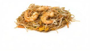 99. Spaghetti di riso con gamberetti e verdura