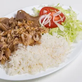 Riso bianco e kebab menu