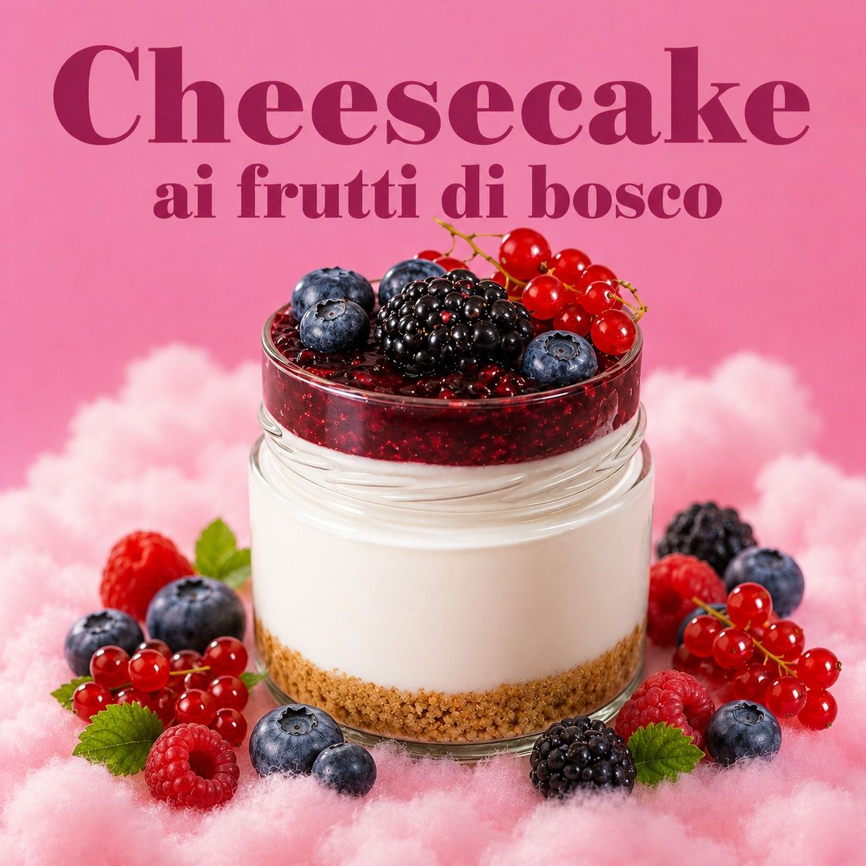 Cheesecake ai frutti di bosco nel barattolo