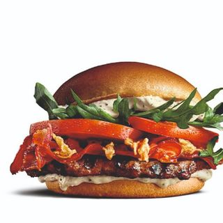 Heavenly hot bbq bacon burger