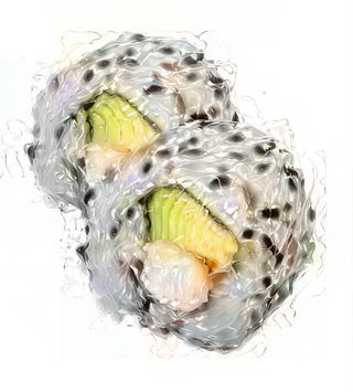 California uramaki - 8 pezzi - surimi, avocado, maionese, sesamo