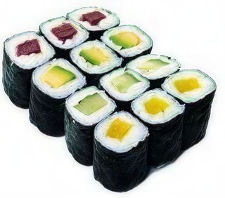 Gluten free - misto hosomaki vegan - 12 pezzi - avocado, cetriolo