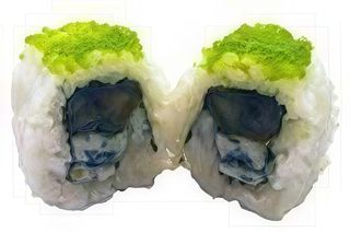 Gluten free - makigor p. Natsume - 8 pezzi - gorgonzola piccante, datteri, wasatobiko