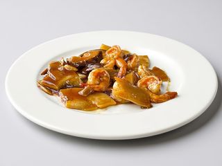 gamberi funghi e bambù