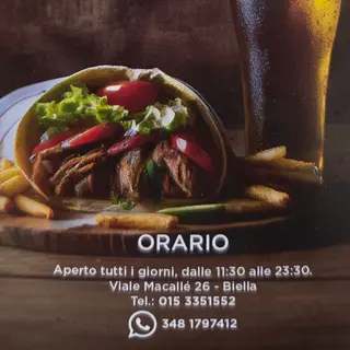 Menu panino falafel