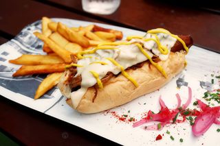 7 Cheese hot dog panino