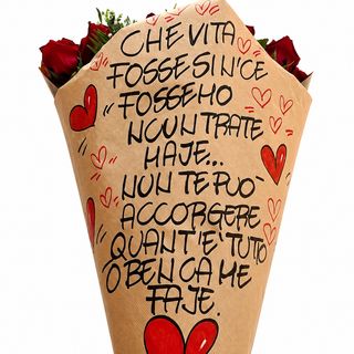 Fascio con dedica 7 rose