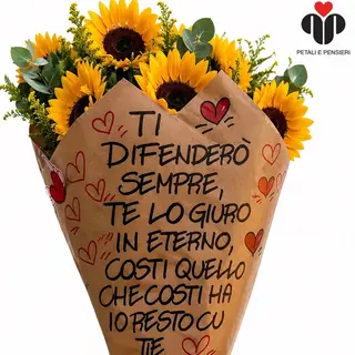 Fascio d’amore con dedica girasole