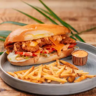 Gold chicken Po'Boy