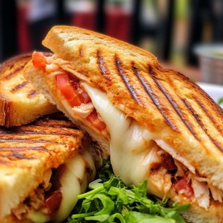 Sándwich prosciutto, formaggio e pollo